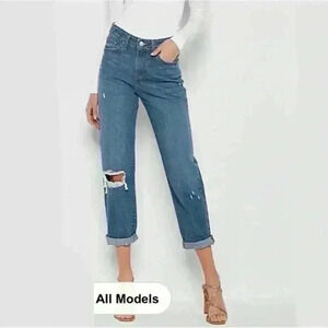 NWT Express Mid Rise Ripped Boyfriend Jeans